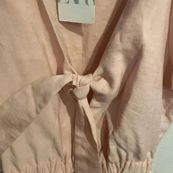 Zara jumpsuit tie knot front short sleeve size Small - Picture 4 of 7